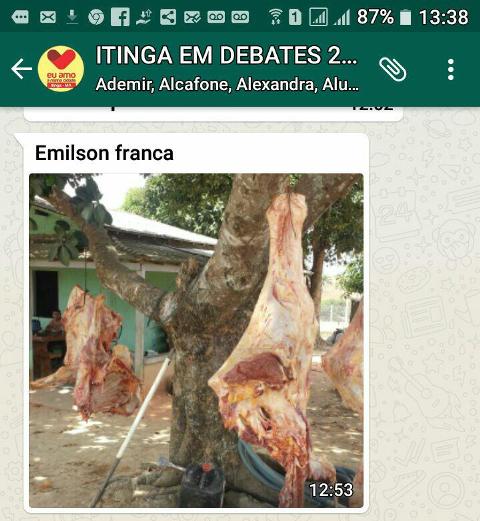 Mensagem de Whatsapp fcom convite para churrasco foi transmitida a eleitores 