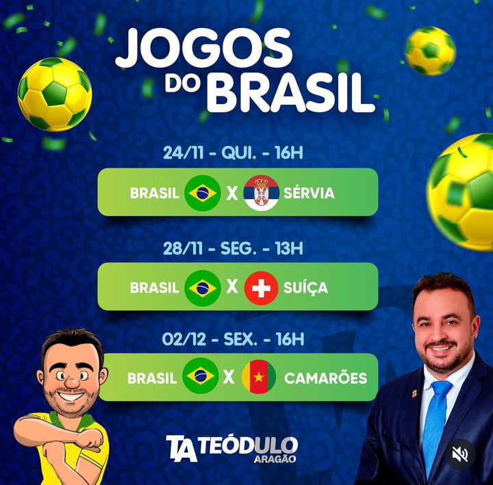 Teódulo Aragão estimula torcida pelo Brasil na Copa e divulga