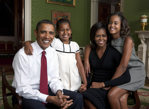 Barack, Michelle, Sasha e Malia Obama