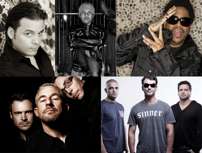 Em sentido horário: Tocadisco, Chuckie, Felix da Housecat, Above & Beyond e o trio brasileiro Life is a Loop. Line up de peso!