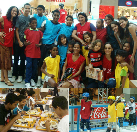 Registro das crianças do Pouso Obras Sociais, durante a tarde de recreação no Shopping Rio Anil