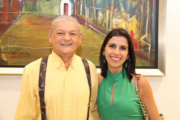 O consagrado artista plástico Péricles Rocha e a gerente de marketing do Shopping da Ilha Caroline Caracas.