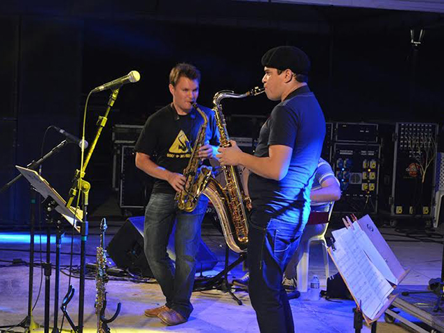 saxofonista francês Baptiste Herbin e Ademir Jr. Foto: Divulgação
